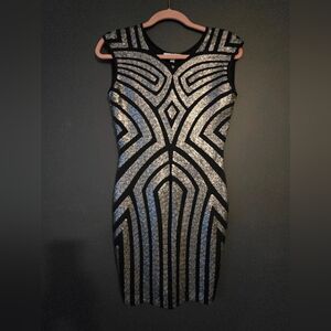 Black And Silver Sequin Party Dress SZ S